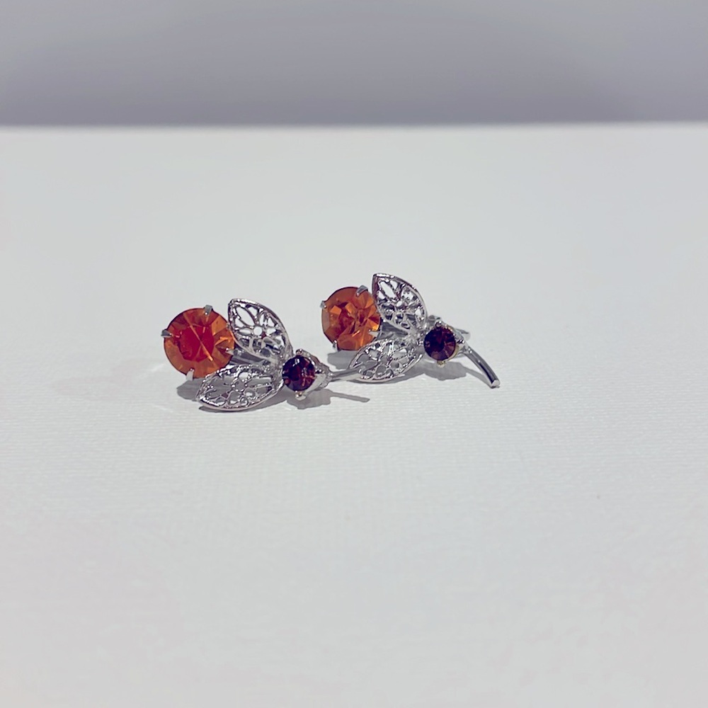 Vintage clip on earrings with topaz gemstones